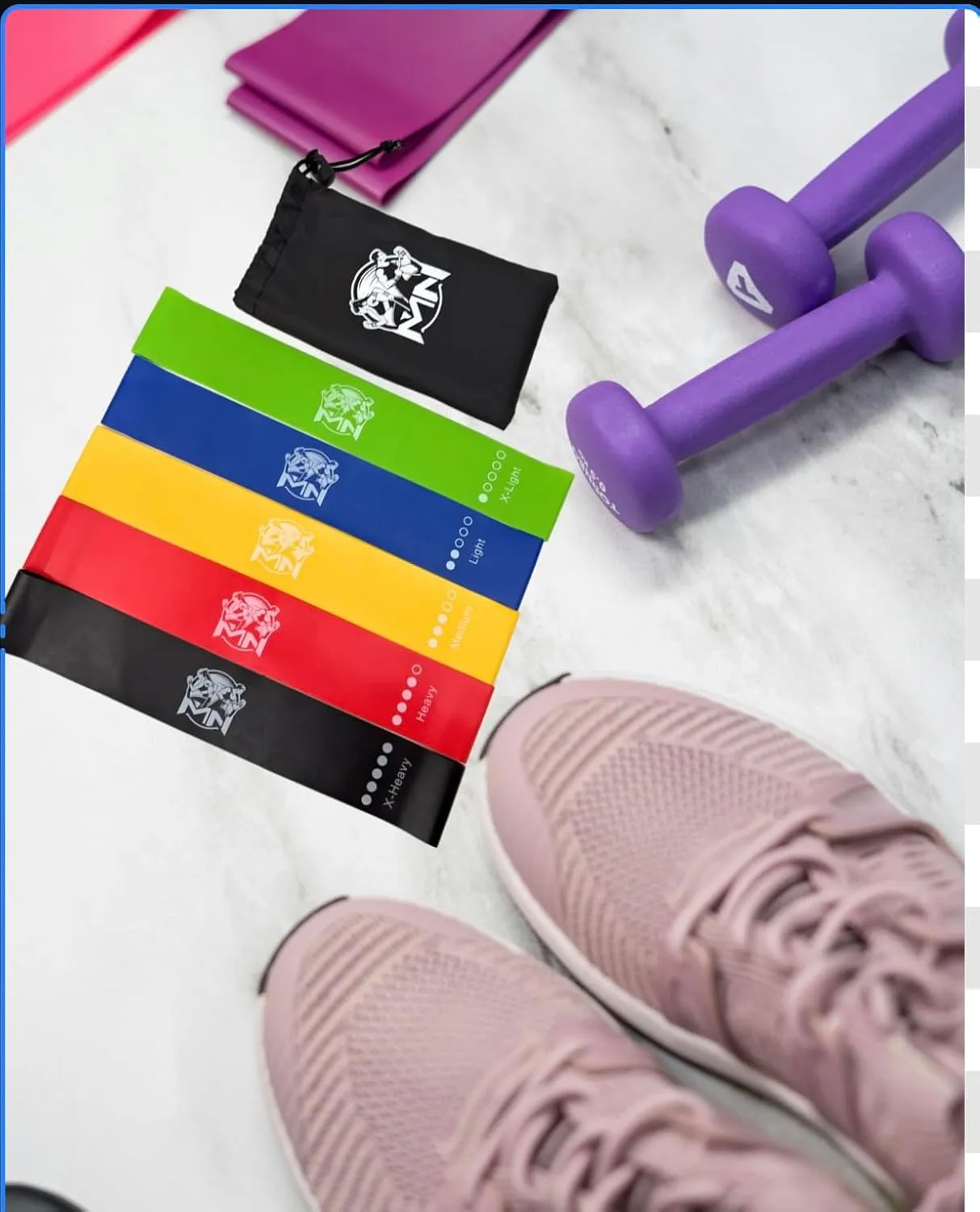 Exercise Resistance Bands Set with 5 Levels, Color-Coded Bands for Indoor and Outdoor Fitness, Strength Training, Rehabilitation, and Yoga, Red,Blue,Green,Yellow, Black