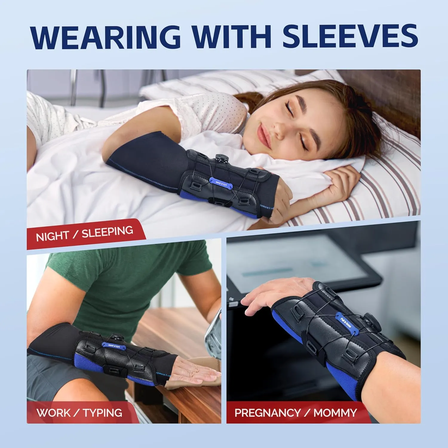FEATOL 2 Pack Carpal Tunnel Wrist Brace for Night Support, Adjustable Hand Brace with Arm Socks for Tendonitis, Sprained, Arthritis Pain, Wrist Splint with Sleeves for Men & Women-Left & Right-Medium