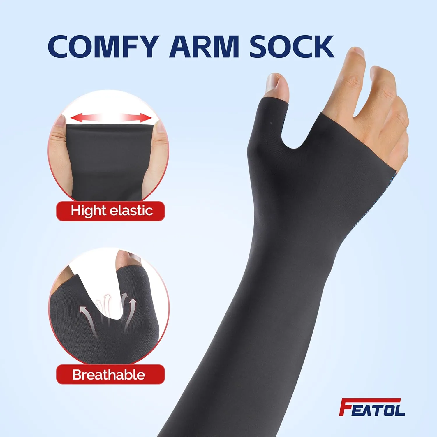 FEATOL 2 Pack Carpal Tunnel Wrist Brace for Night Support, Adjustable Hand Brace with Arm Socks for Tendonitis, Sprained, Arthritis Pain, Wrist Splint with Sleeves for Men & Women-Left & Right-Medium