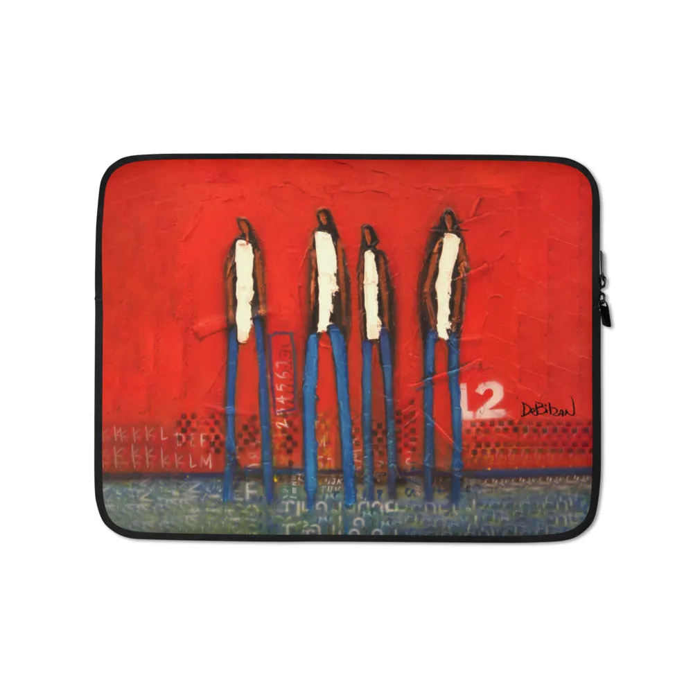 Four Guys Mixed Oil On Canvas Laptop Sleeve