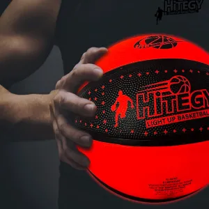Glow in The Dark Basketball - Water-Resistant, Size 7, Impact Activated, Includes Pump, Manual, Pre-Installed Batteries & 10 Extra Batteries - Light Up Basketball - Star