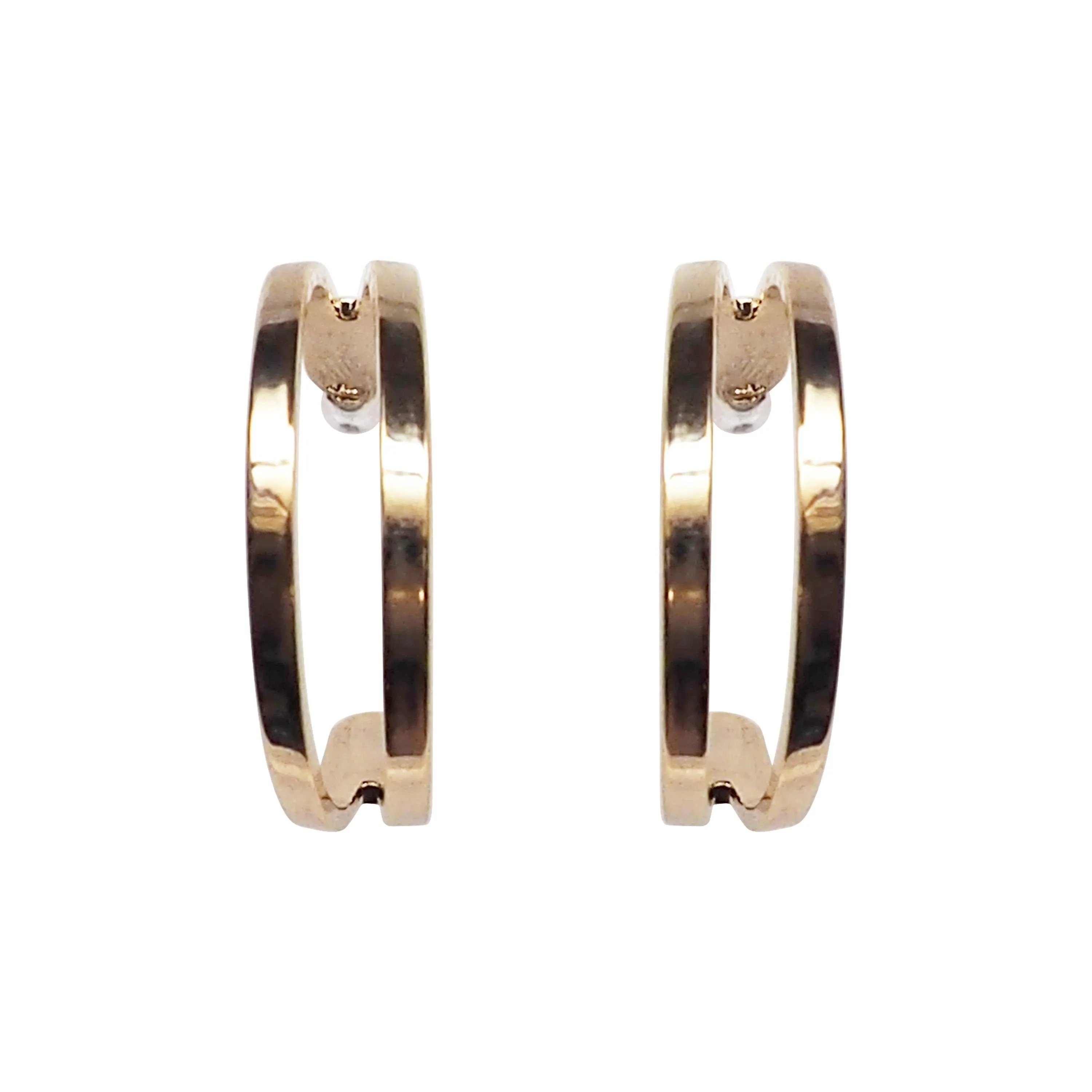 Gold Two Invisible Clip On Hoop Earrings