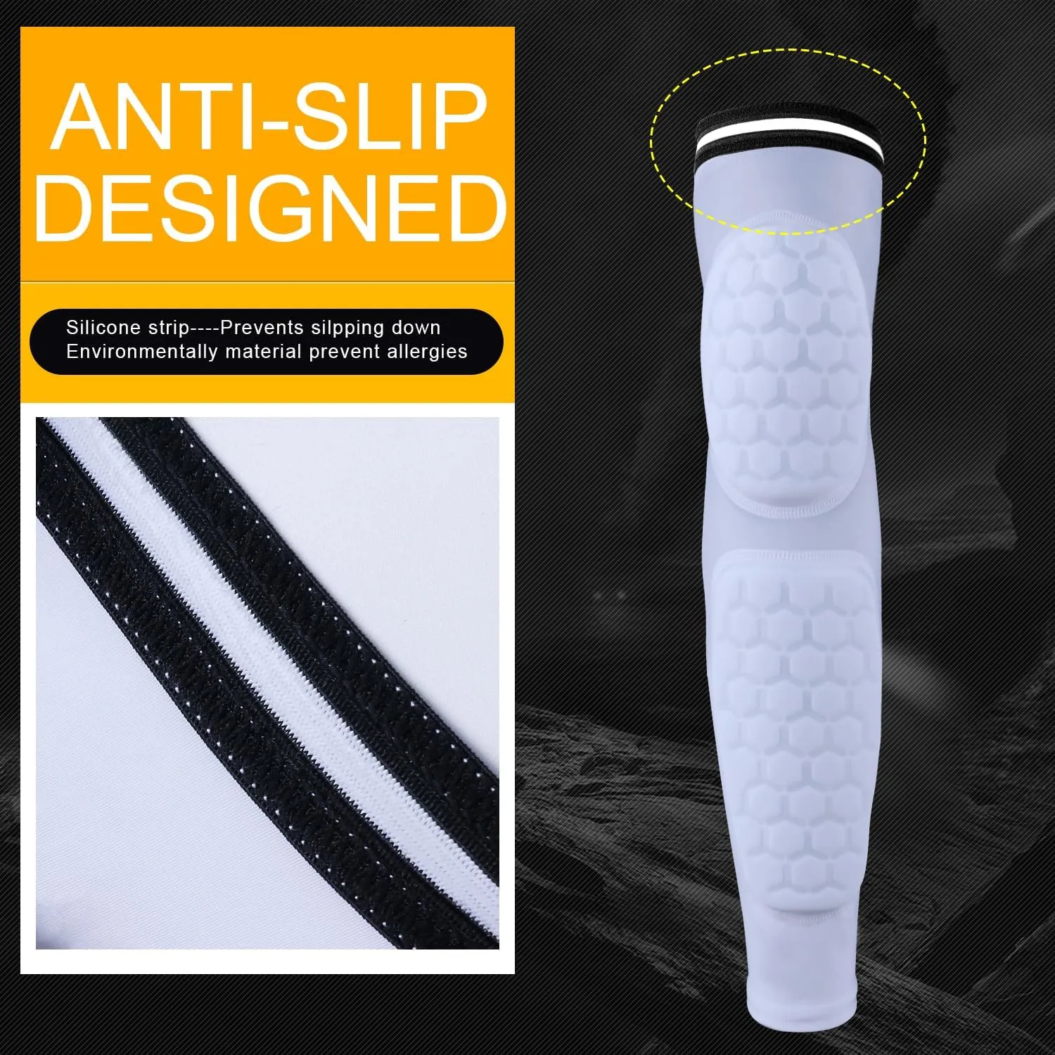 GUOZI Arm Elbow Sleeves, [2 Pack] Honeycomb Crashproof Arm Elbow Pads for Youth Adult Sports Football Basketball Volleyball