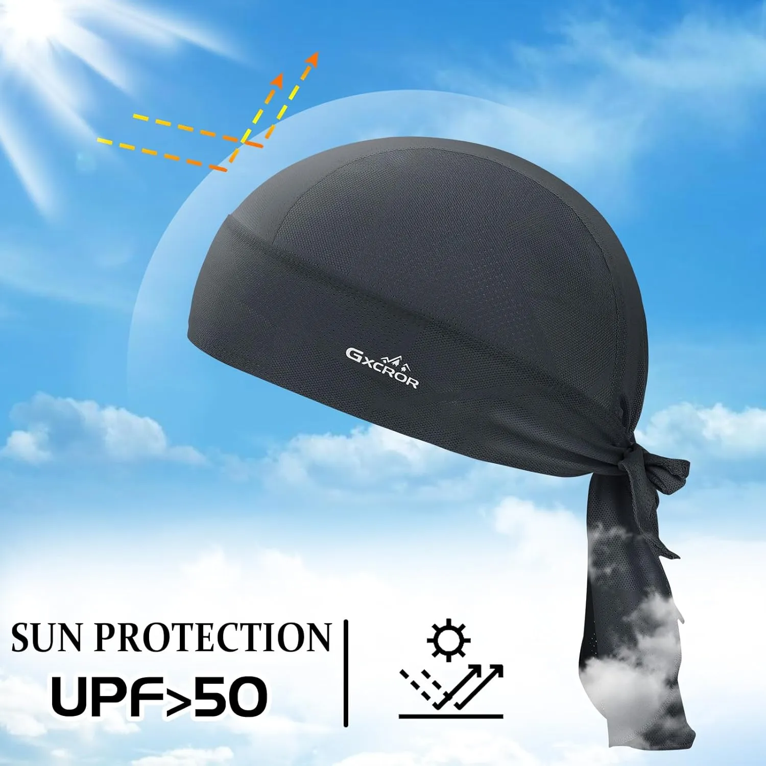 GXCROR Cooling Do Rags for Men Sports Bandanas Cap Skull Caps for Men Breathable Women Skull Cap Helmet Liner Cycling Hat Durags for Outdoor Activities