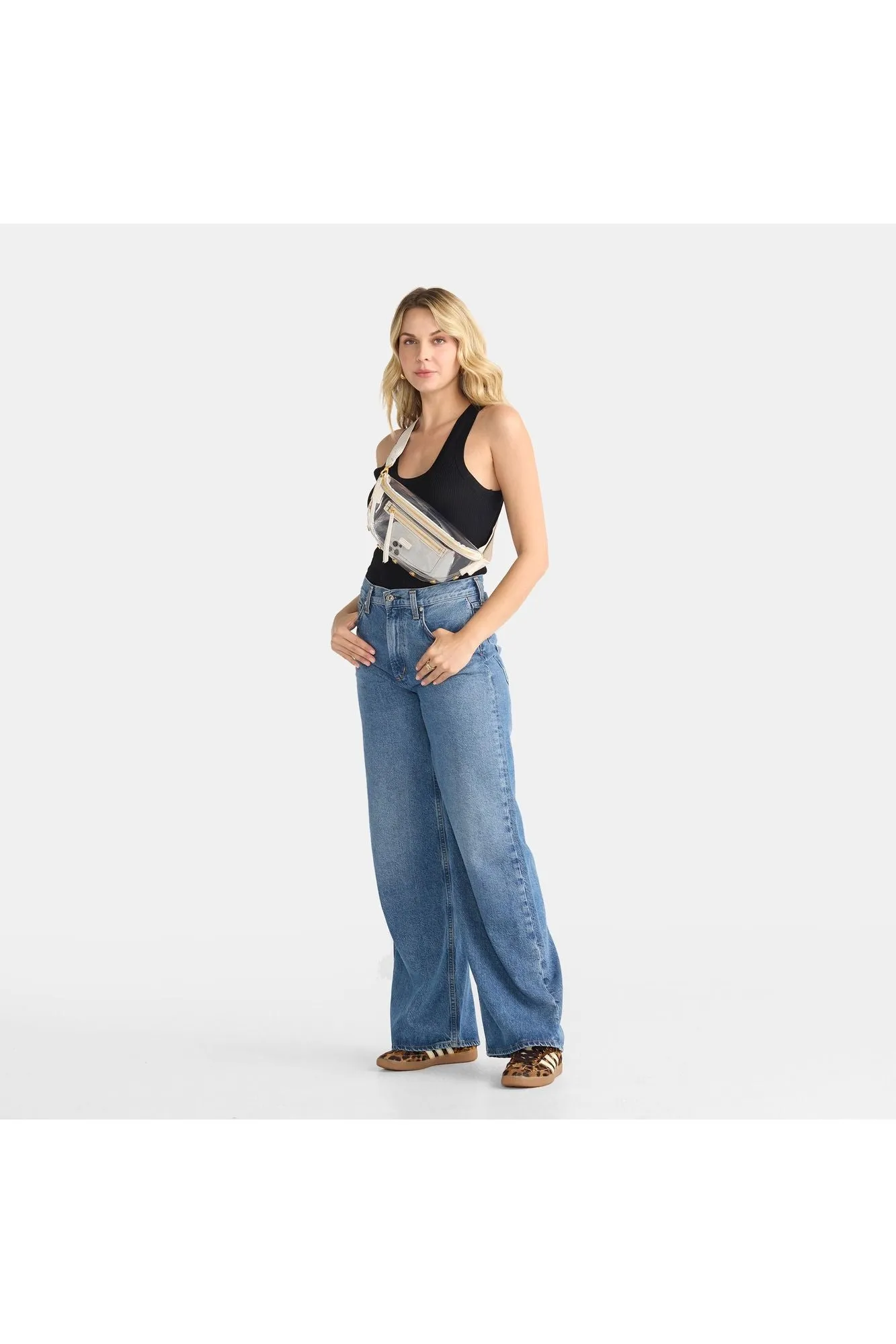 Hammitt Charles Medium Belt Bag 17348 | Clear Calla Lily White/Brushed Gold