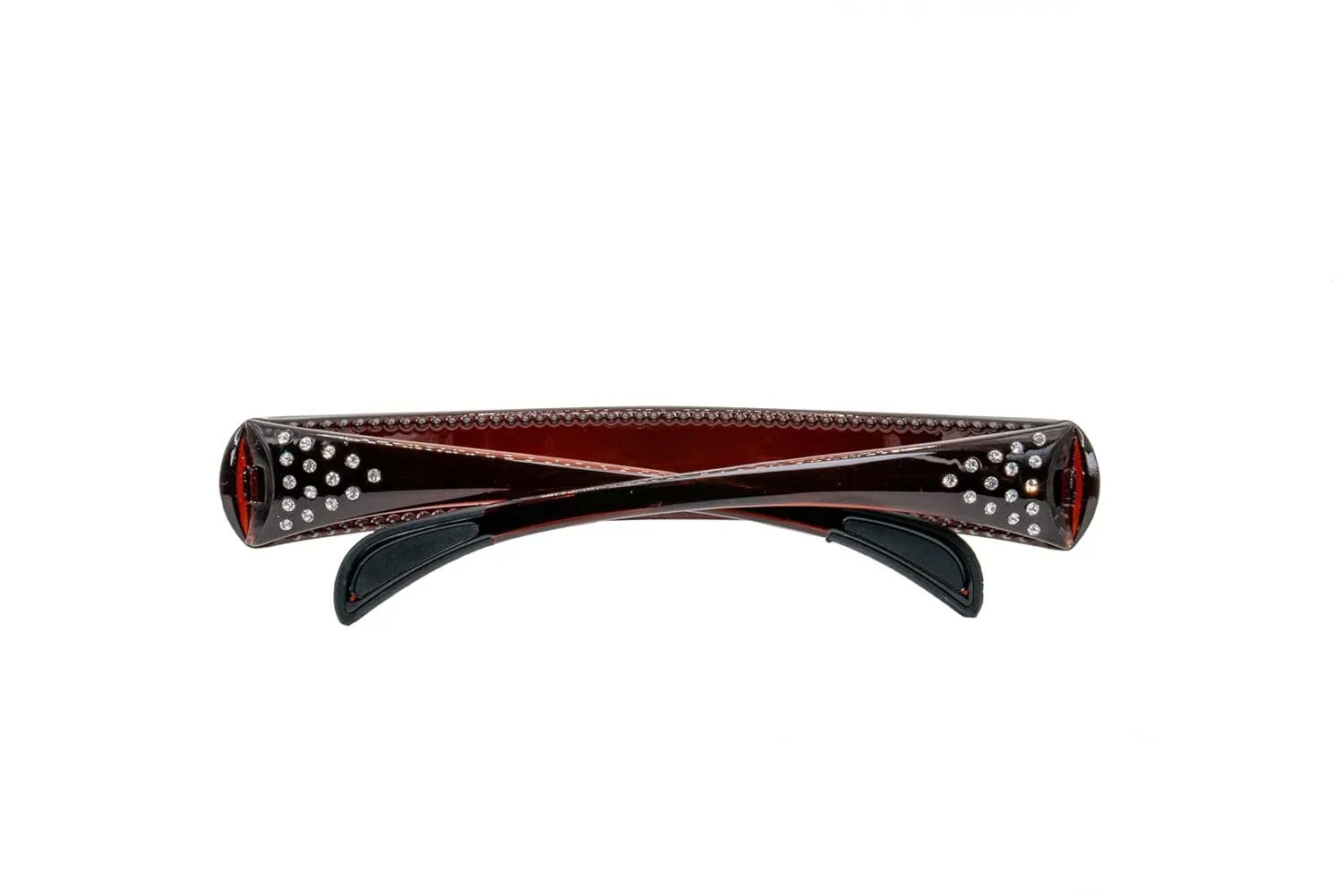 Hinged Headband fits like sunglasses providing lift and style without giving you a headache Band (Brown-Crystals)