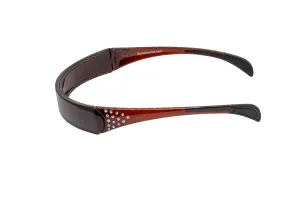 Hinged Headband fits like sunglasses providing lift and style without giving you a headache Band (Brown-Crystals)