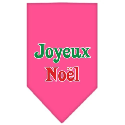 Joyeux Noel Screen Print Bandana Bright Pink Large