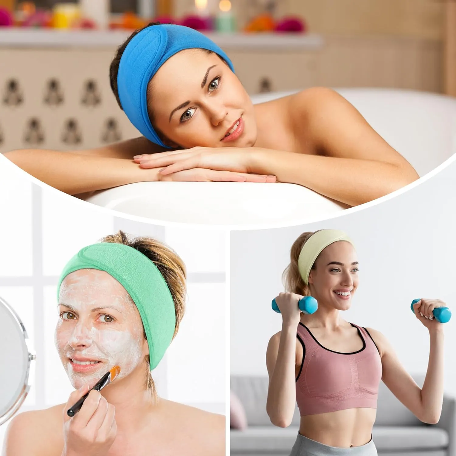 LADES Spa Facial Headband for Women | Adjustable Velcro, Soft Terry Cloth, Washable, Comfortable, Perfect for Makeup, Facials & Sleeping