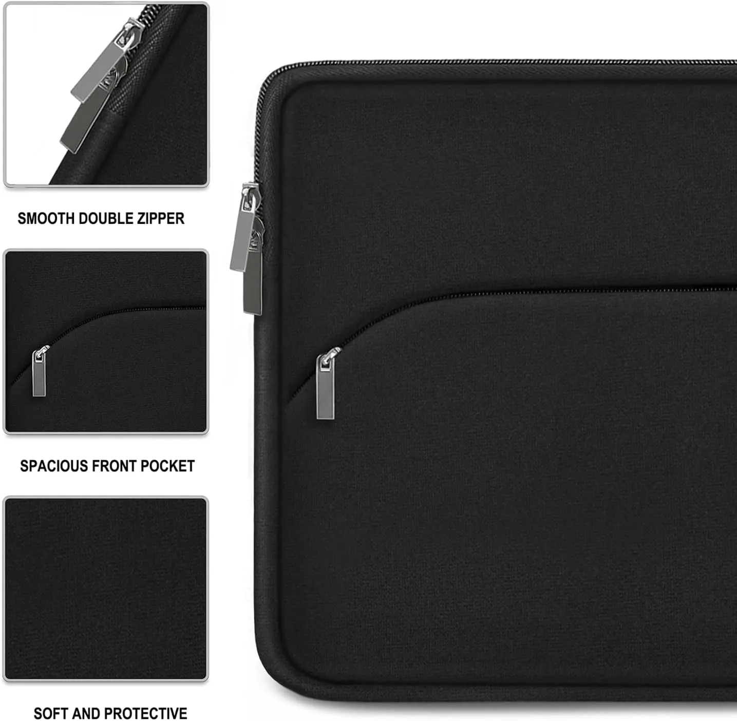 Laptop Case 14 inch, Slim Portable Monitor Protective Cover with Front Pocket, Traveling Computer Carrying Bag Laptop Sleeve Compatible for MacBook Air/Pro, HP, Dell, Lenovo, Acer, Black
