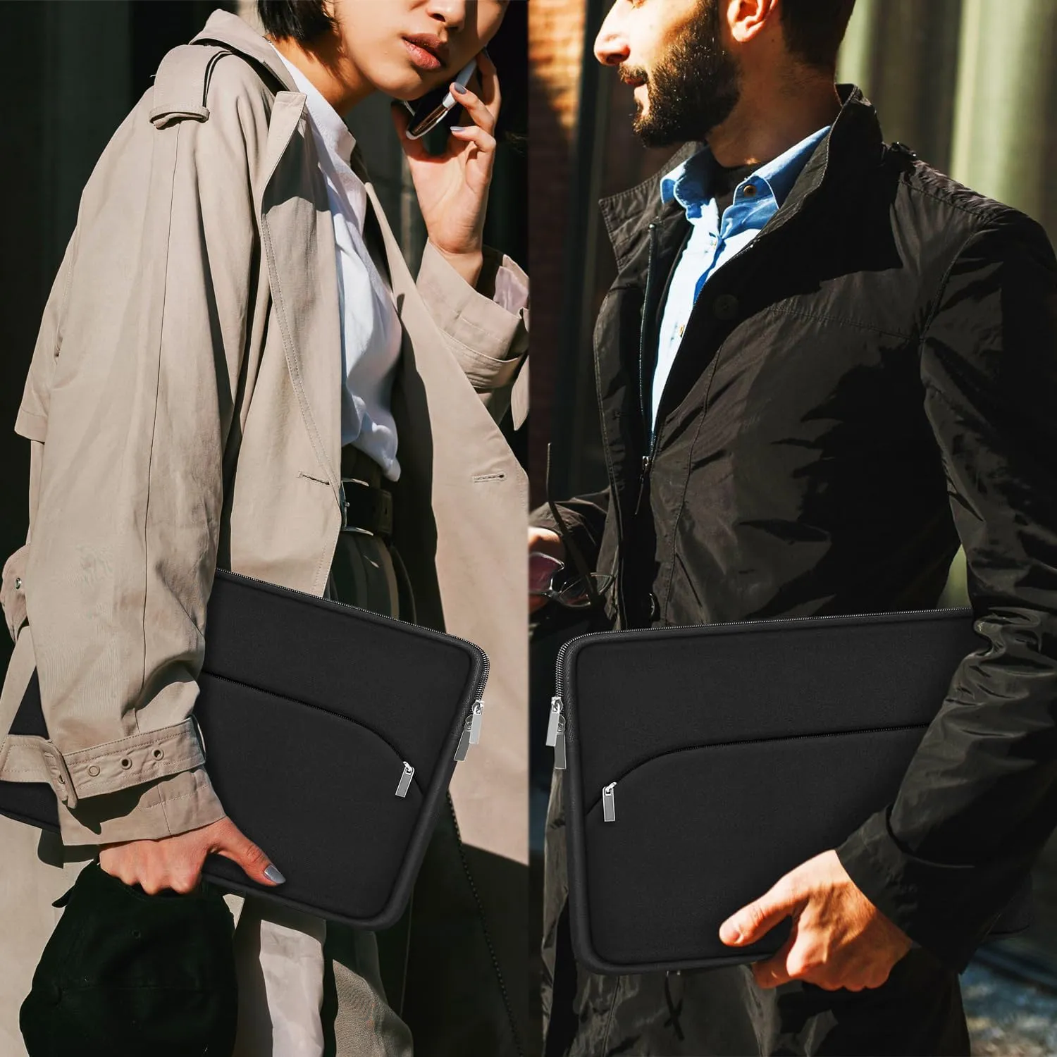 Laptop Case 14 inch, Slim Portable Monitor Protective Cover with Front Pocket, Traveling Computer Carrying Bag Laptop Sleeve Compatible for MacBook Air/Pro, HP, Dell, Lenovo, Acer, Black