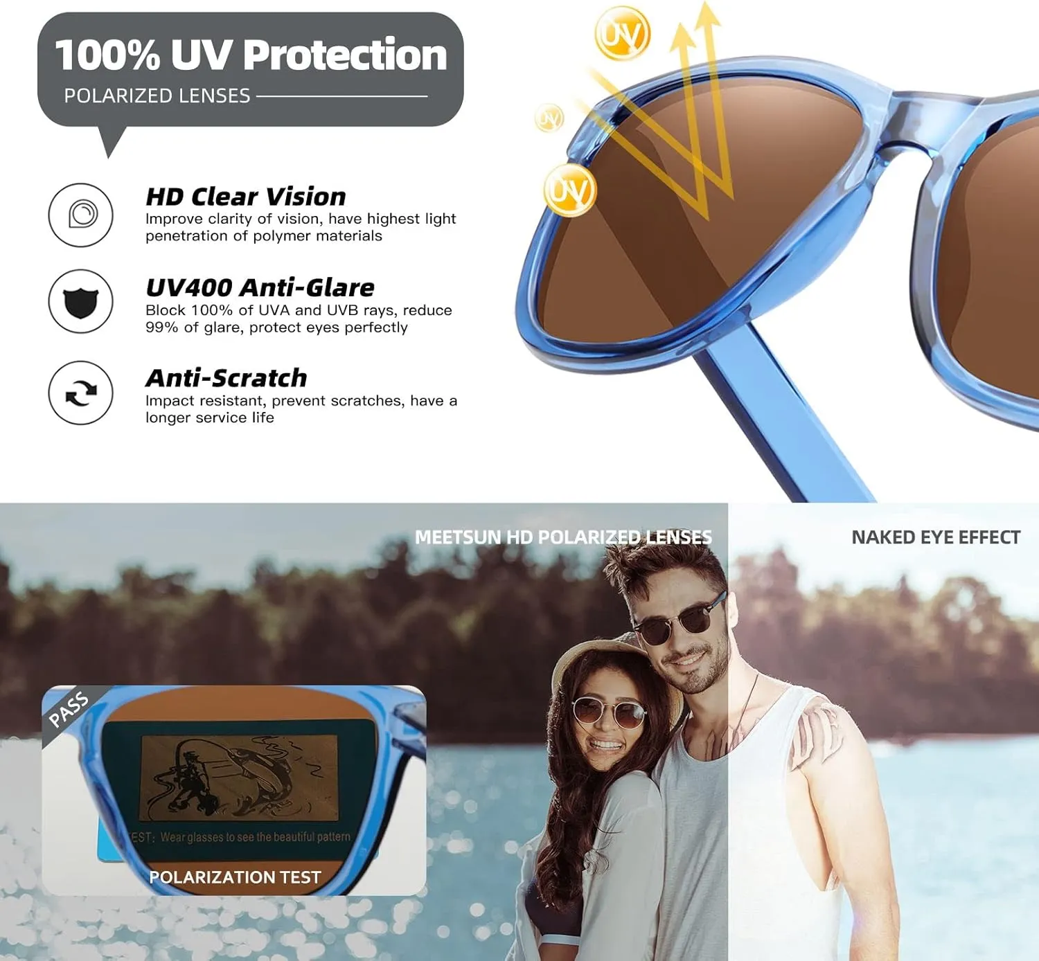 MEETSUN Polarized Sunglasses for Women Men Trendy Classic Retro Designer Style