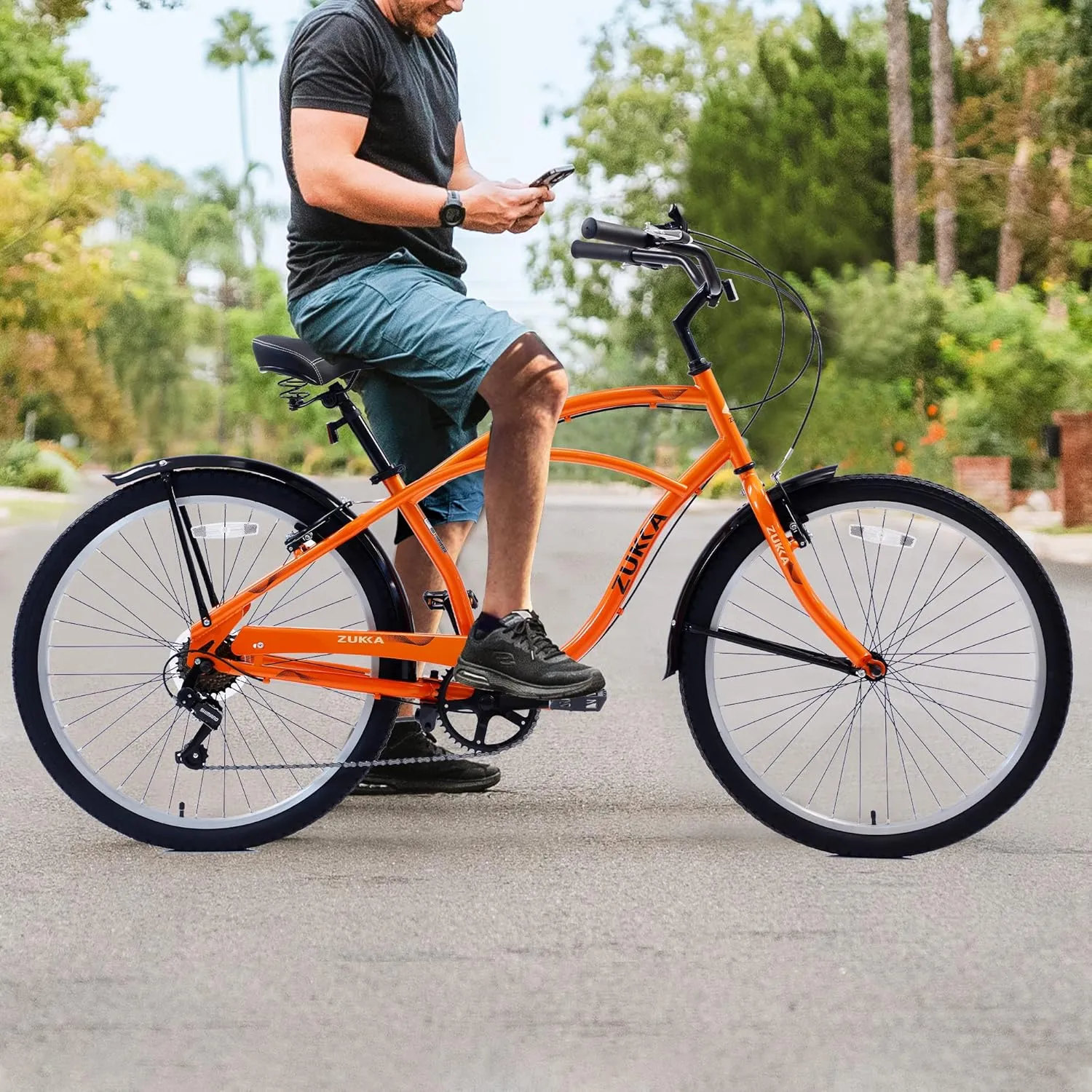 MEGHNA Beach Cruiser Bike 26inch Wheel Bike 7 Speed Driven System V-Brake Comfortable Saddle Commuter Bike for Women Men Senior