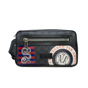 mens limited badge belt bag in double G grey
