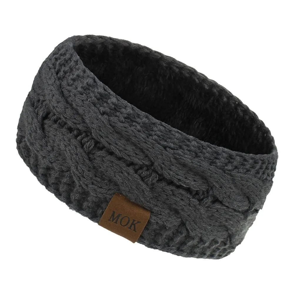ML Women Headdress Protected Keep Warm Knitting Handmade Wide Side Fashion Sport Hairband