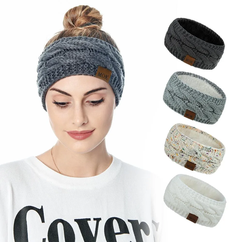 ML Women Headdress Protected Keep Warm Knitting Handmade Wide Side Fashion Sport Hairband