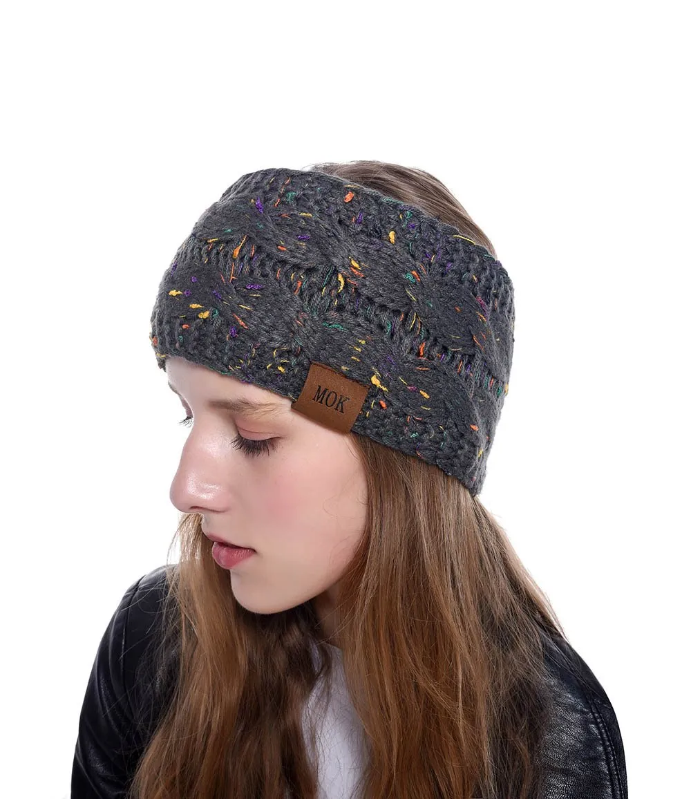 ML Women Headdress Protected Keep Warm Knitting Handmade Wide Side Fashion Sport Hairband