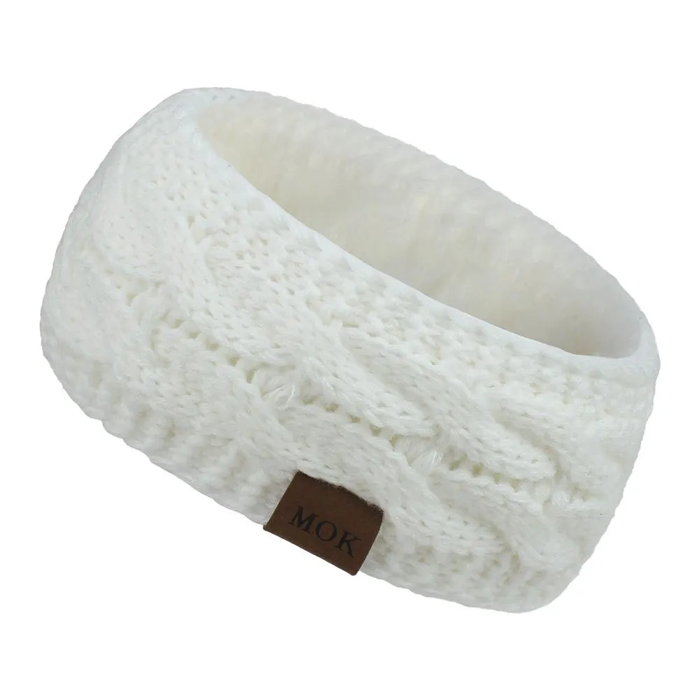 ML Women Headdress Protected Keep Warm Knitting Handmade Wide Side Fashion Sport Hairband
