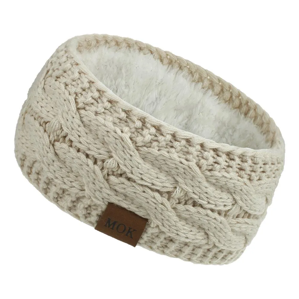 ML Women Headdress Protected Keep Warm Knitting Handmade Wide Side Fashion Sport Hairband