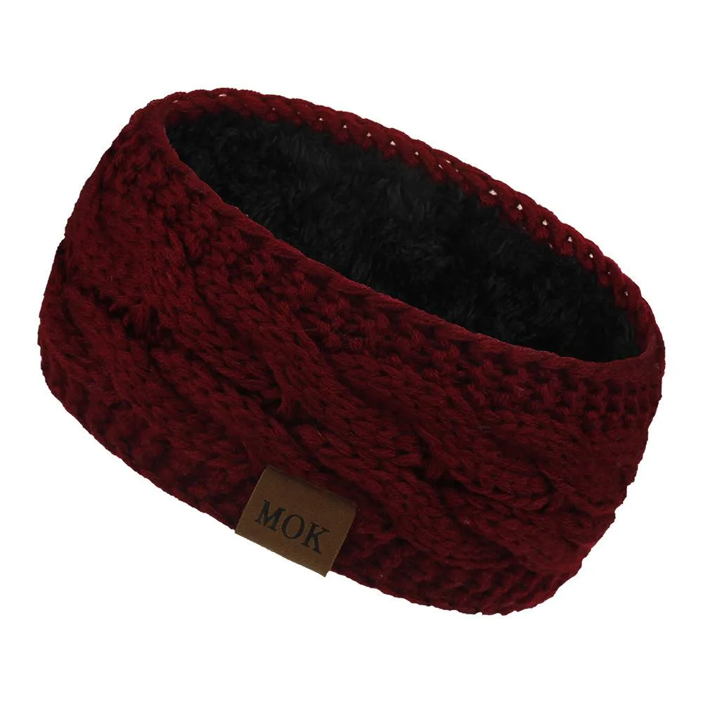 ML Women Headdress Protected Keep Warm Knitting Handmade Wide Side Fashion Sport Hairband