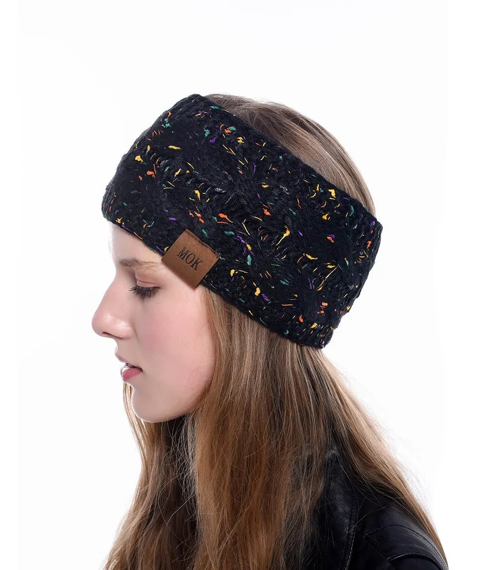 ML Women Headdress Protected Keep Warm Knitting Handmade Wide Side Fashion Sport Hairband