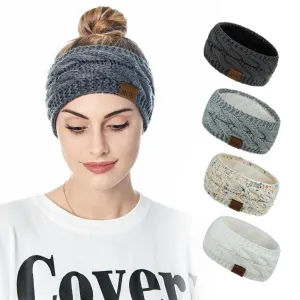 ML Women Headdress Protected Keep Warm Knitting Handmade Wide Side Fashion Sport Hairband