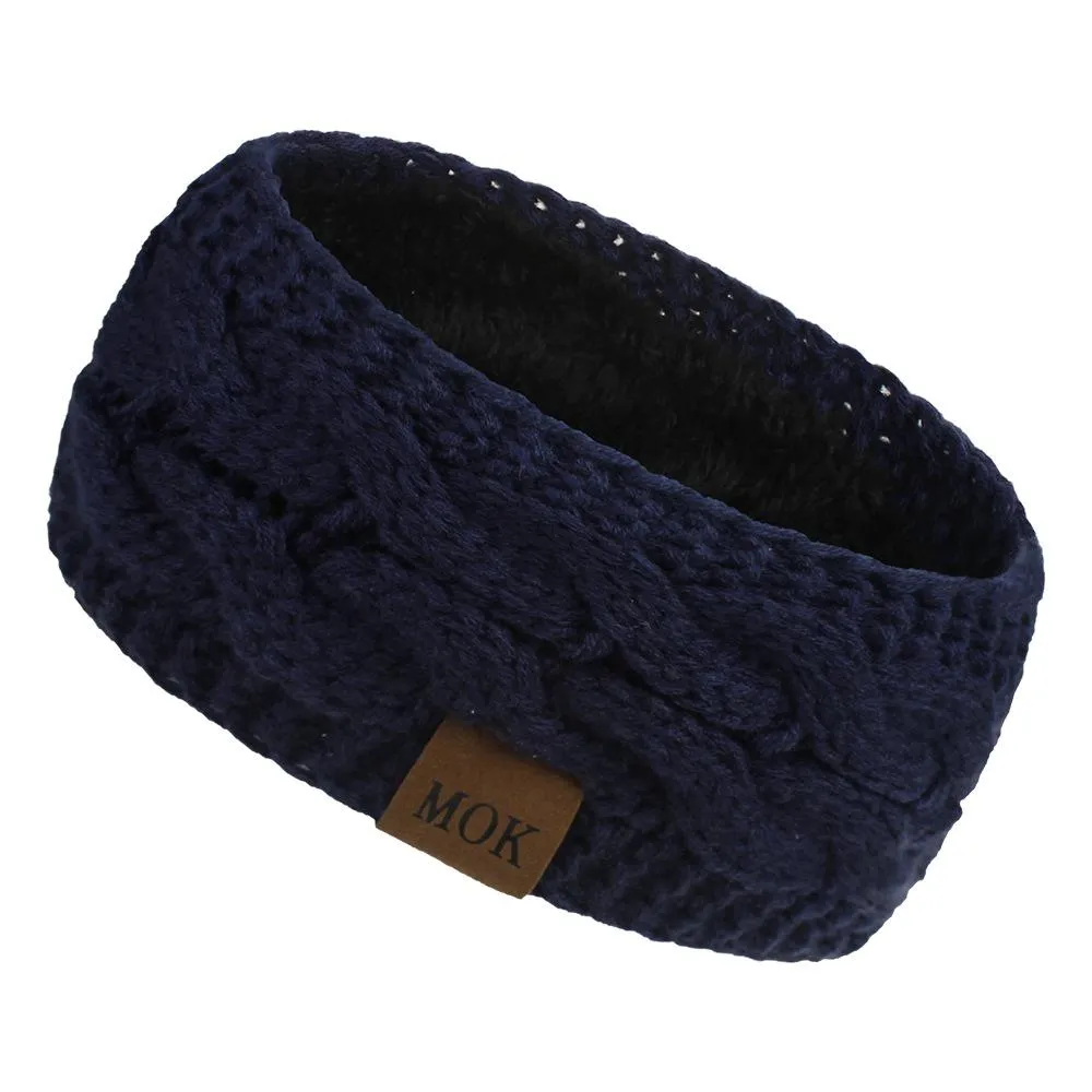 ML Women Headdress Protected Keep Warm Knitting Handmade Wide Side Fashion Sport Hairband