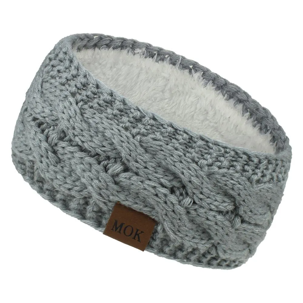 ML Women Headdress Protected Keep Warm Knitting Handmade Wide Side Fashion Sport Hairband
