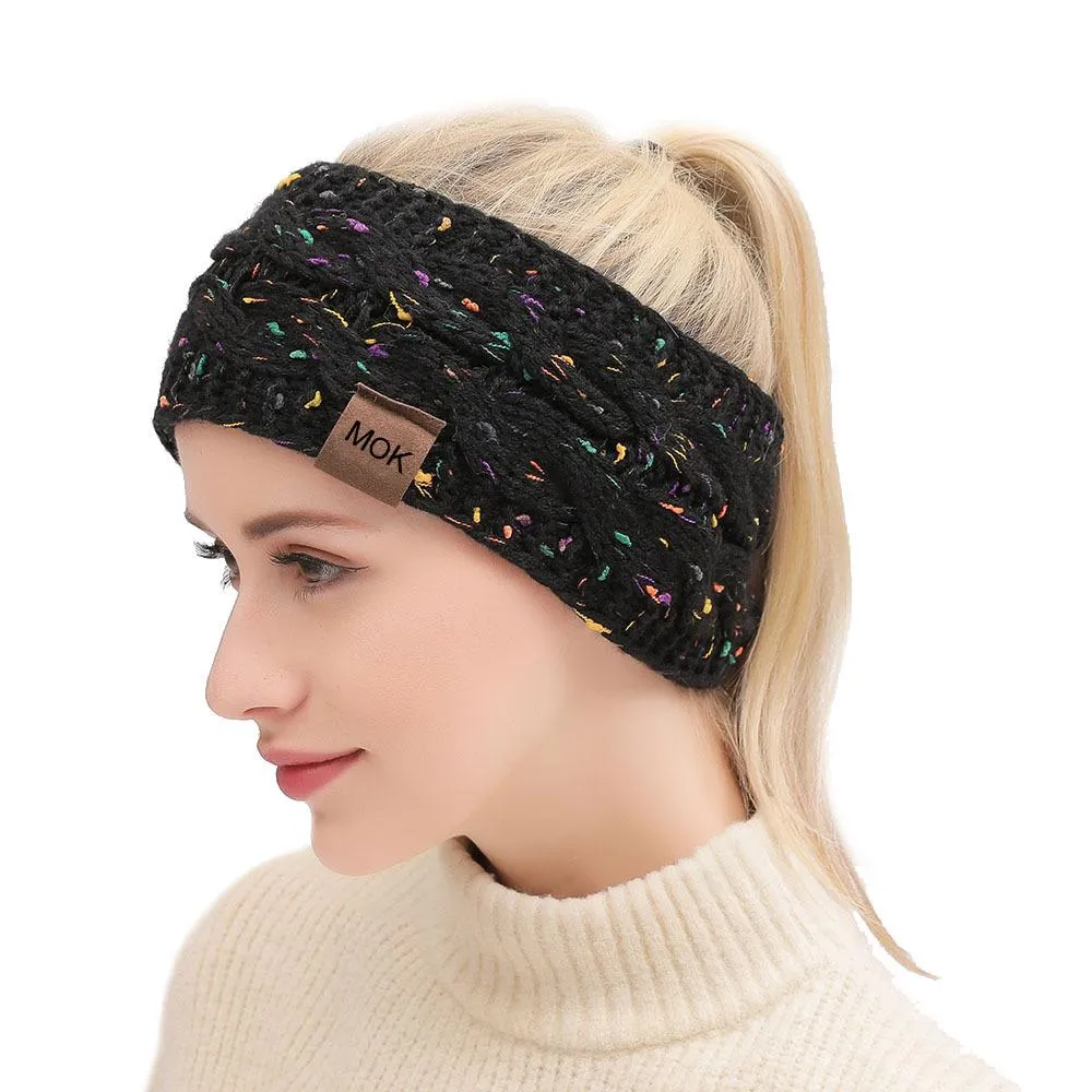 ML Women Headdress Protected Keep Warm Knitting Handmade Wide Side Fashion Sport Hairband