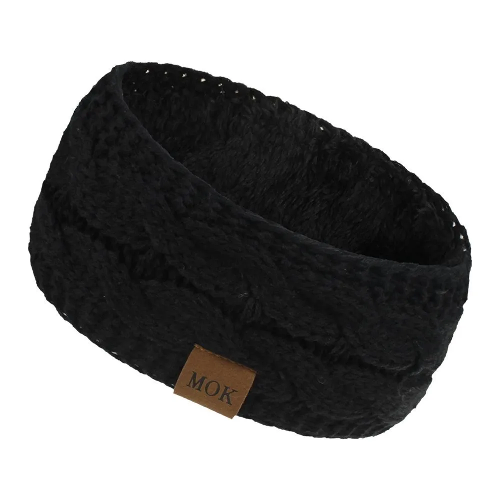 ML Women Headdress Protected Keep Warm Knitting Handmade Wide Side Fashion Sport Hairband