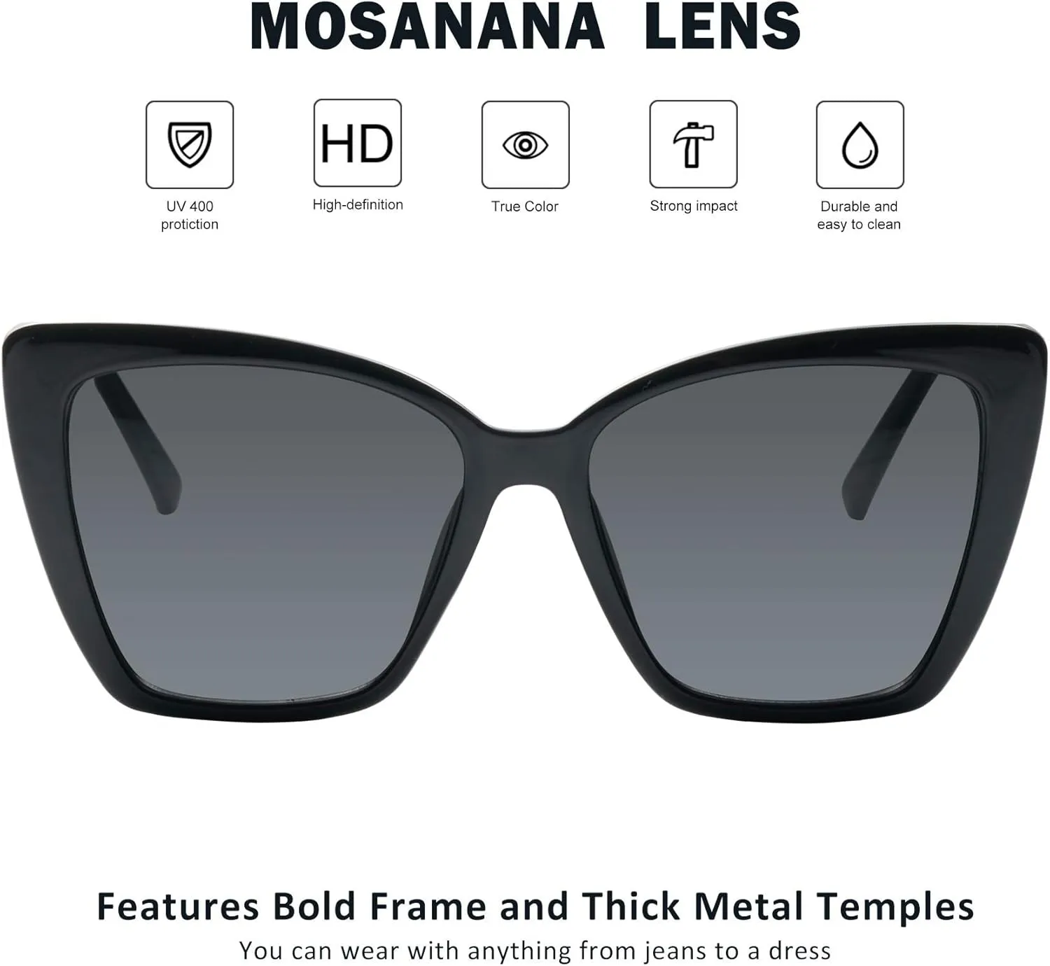 mosanana Oversized Cat Eye Sunglasses for Women Trendy Style MS52028