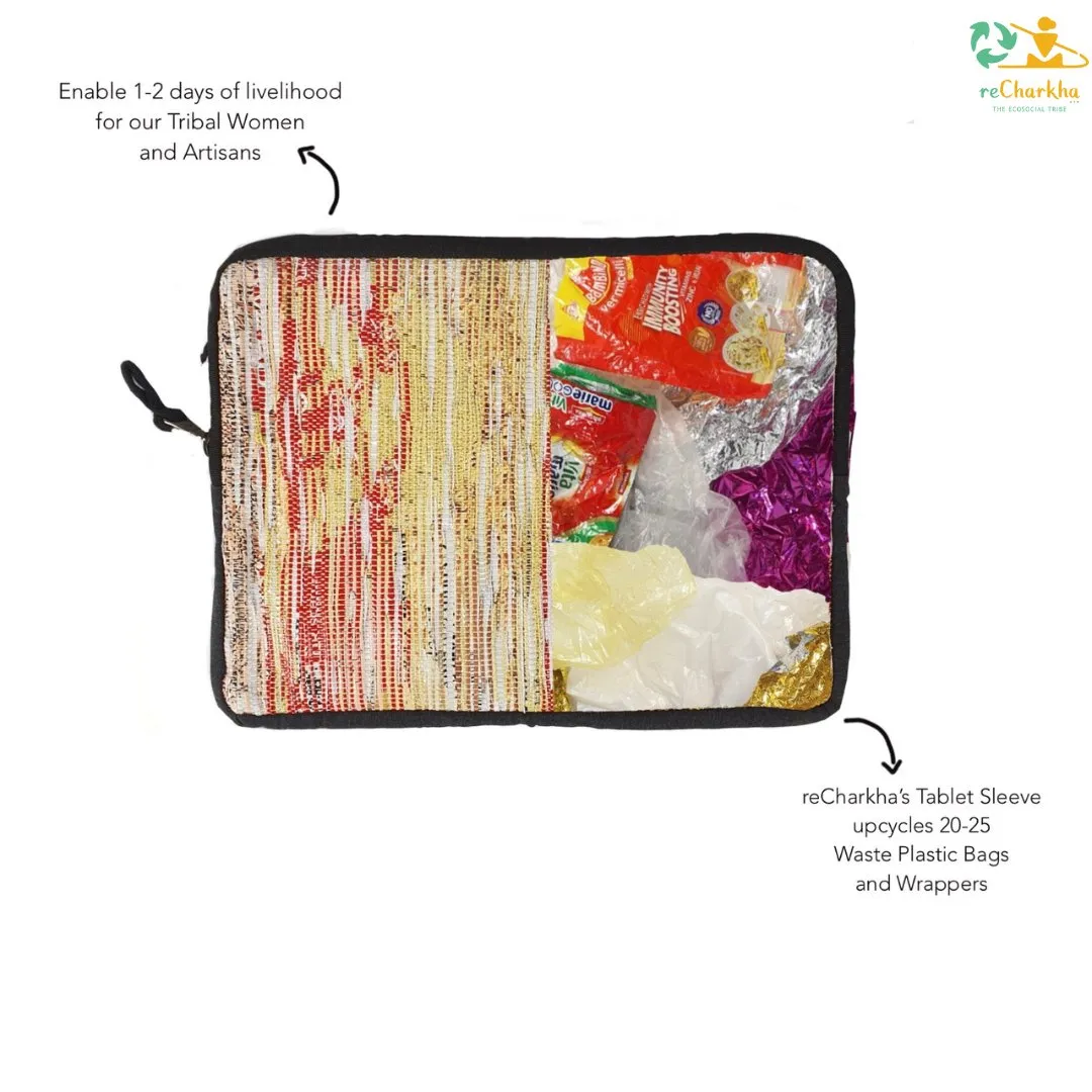 Multicolored Shimmery Upcyled Handwoven Tablet Sleeve (TS0624-007) PS_W
