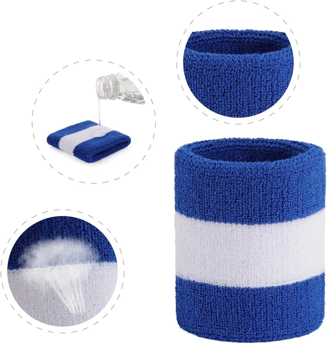 ONUPGO Wristband Sweatbands for Men and Women - Athletic Cotton Terry Cloth Wrist Bands Sport Sweat Band for Basketball, Tennis, Football, Baseball, Running, Gym (1 Pair)