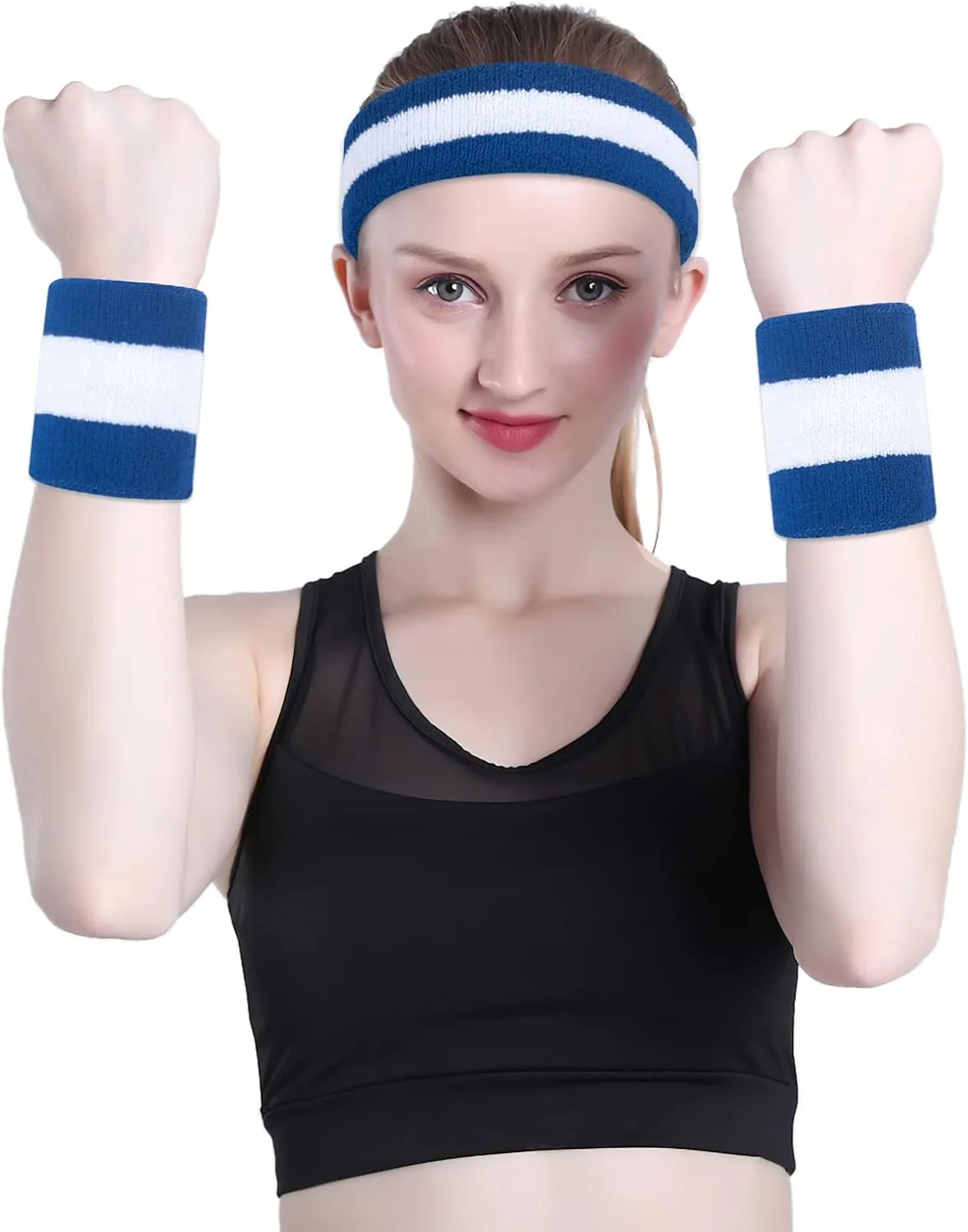 ONUPGO Wristband Sweatbands for Men and Women - Athletic Cotton Terry Cloth Wrist Bands Sport Sweat Band for Basketball, Tennis, Football, Baseball, Running, Gym (1 Pair)