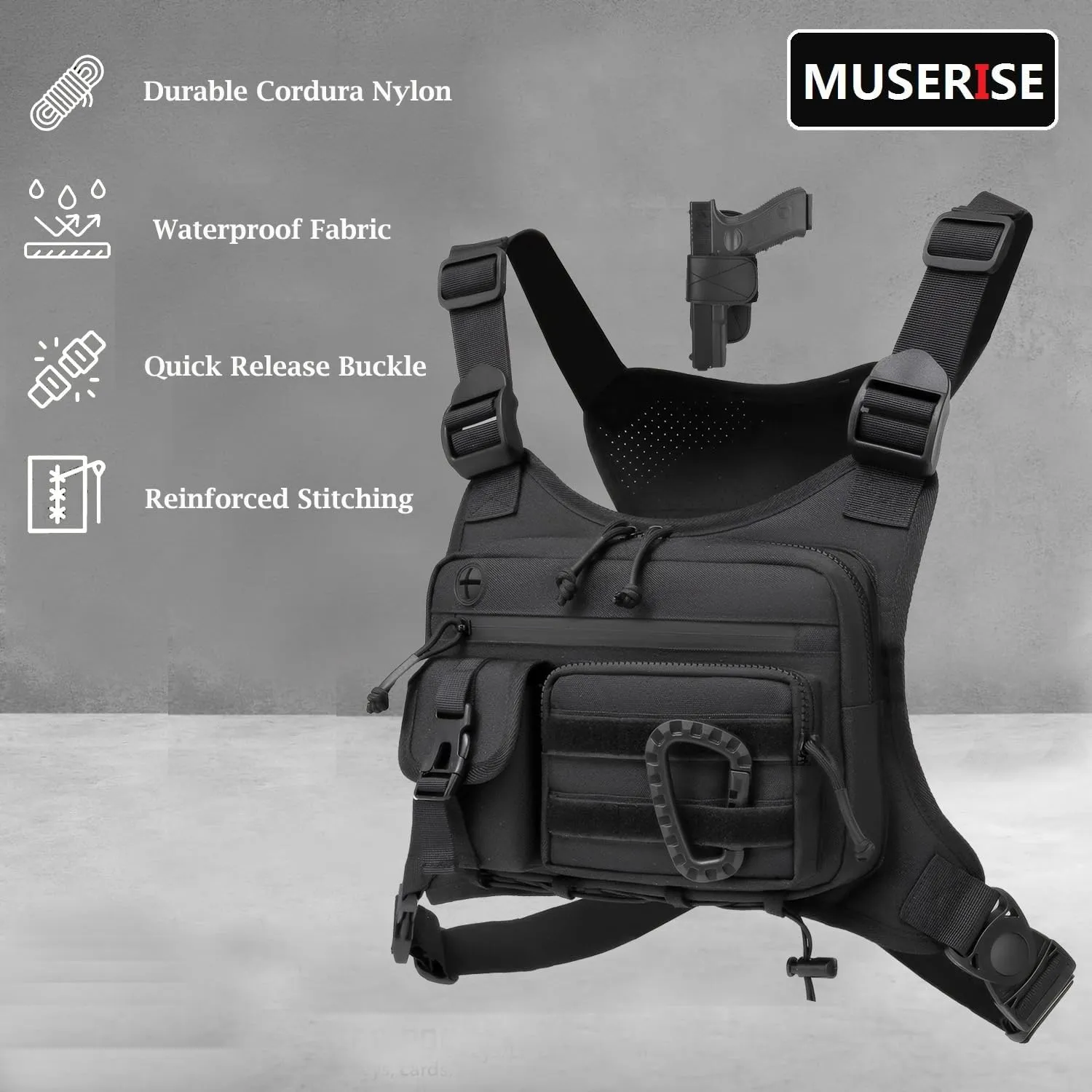 Outdoor Chest Bag For Men and Women, Tactical Vest For Running, Cycling, EDC Chest Pack Rig For Sports and Workouts