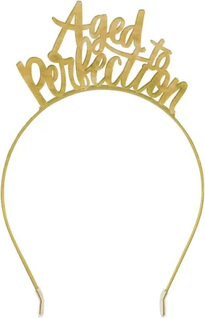 Over the Hill Aged to Perfection Metal Headband - 7.4" x 4.75" (6 Count) - Perfect Outfit Add-Ons for Themed Celebrations