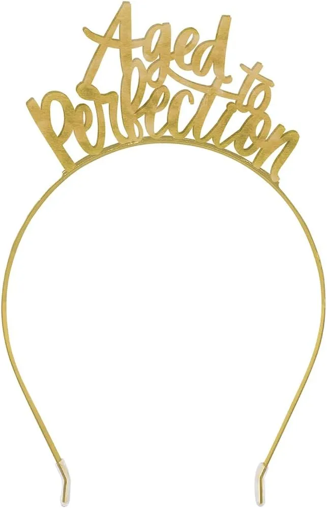 Over the Hill Aged to Perfection Metal Headband - 7.4" x 4.75" (6 Count) - Perfect Outfit Add-Ons for Themed Celebrations