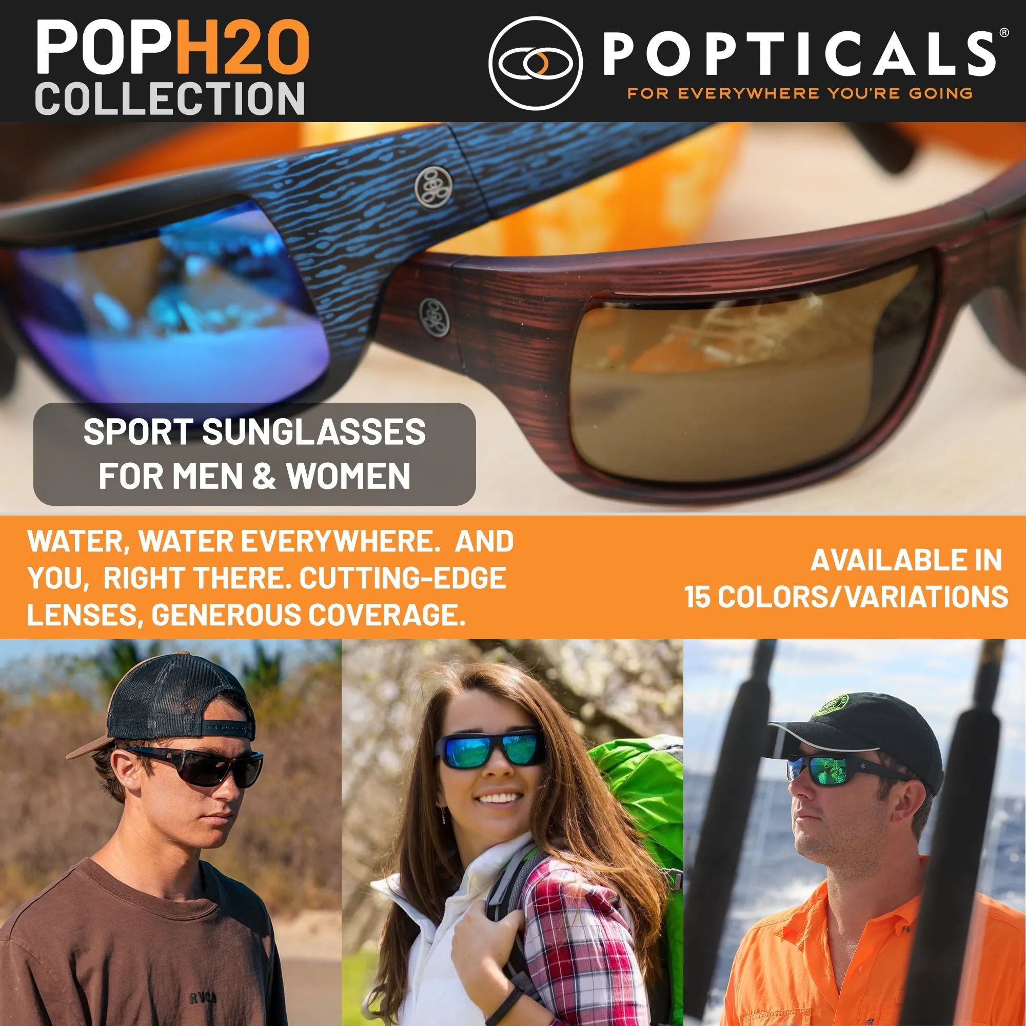 POPH2O | Polarized, Matte White Camo, Gray Lens