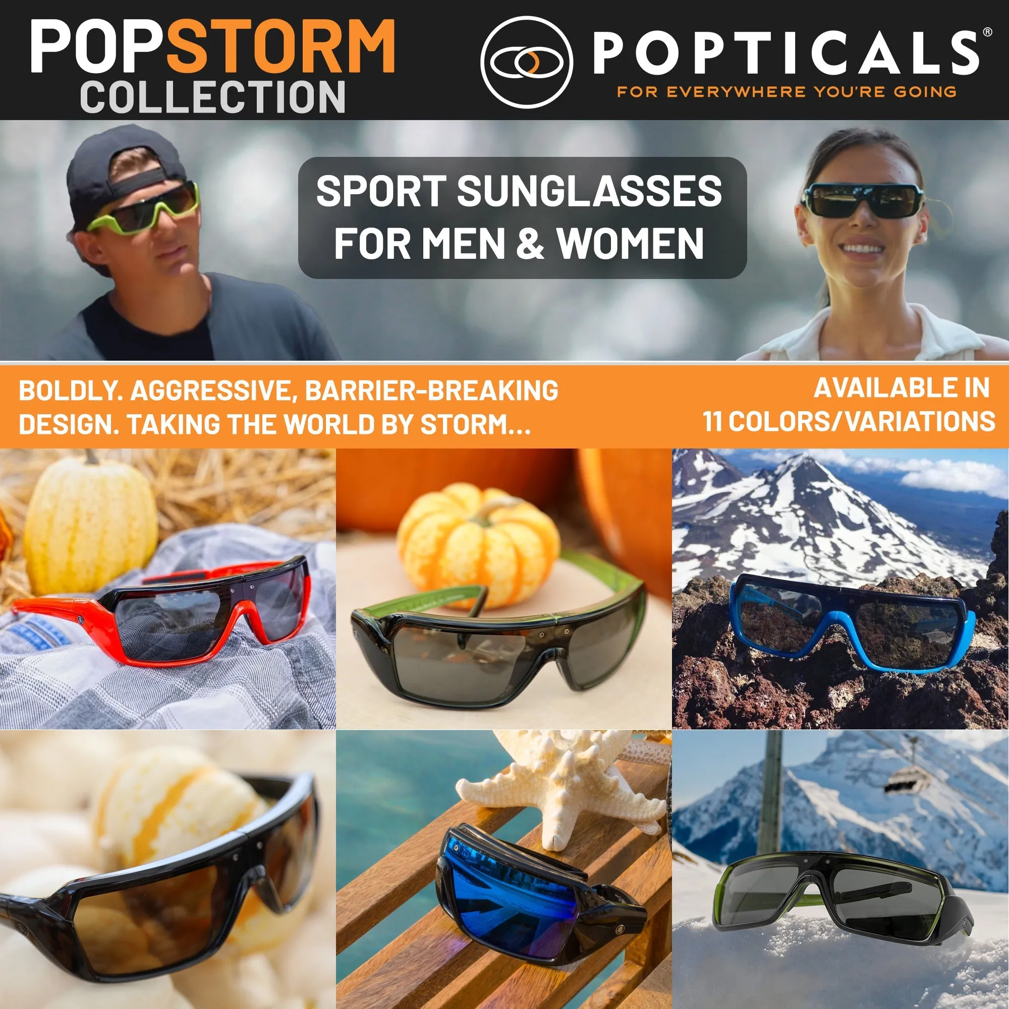 POPSTORM | Polarized, Gloss Black/White, Gray Lens