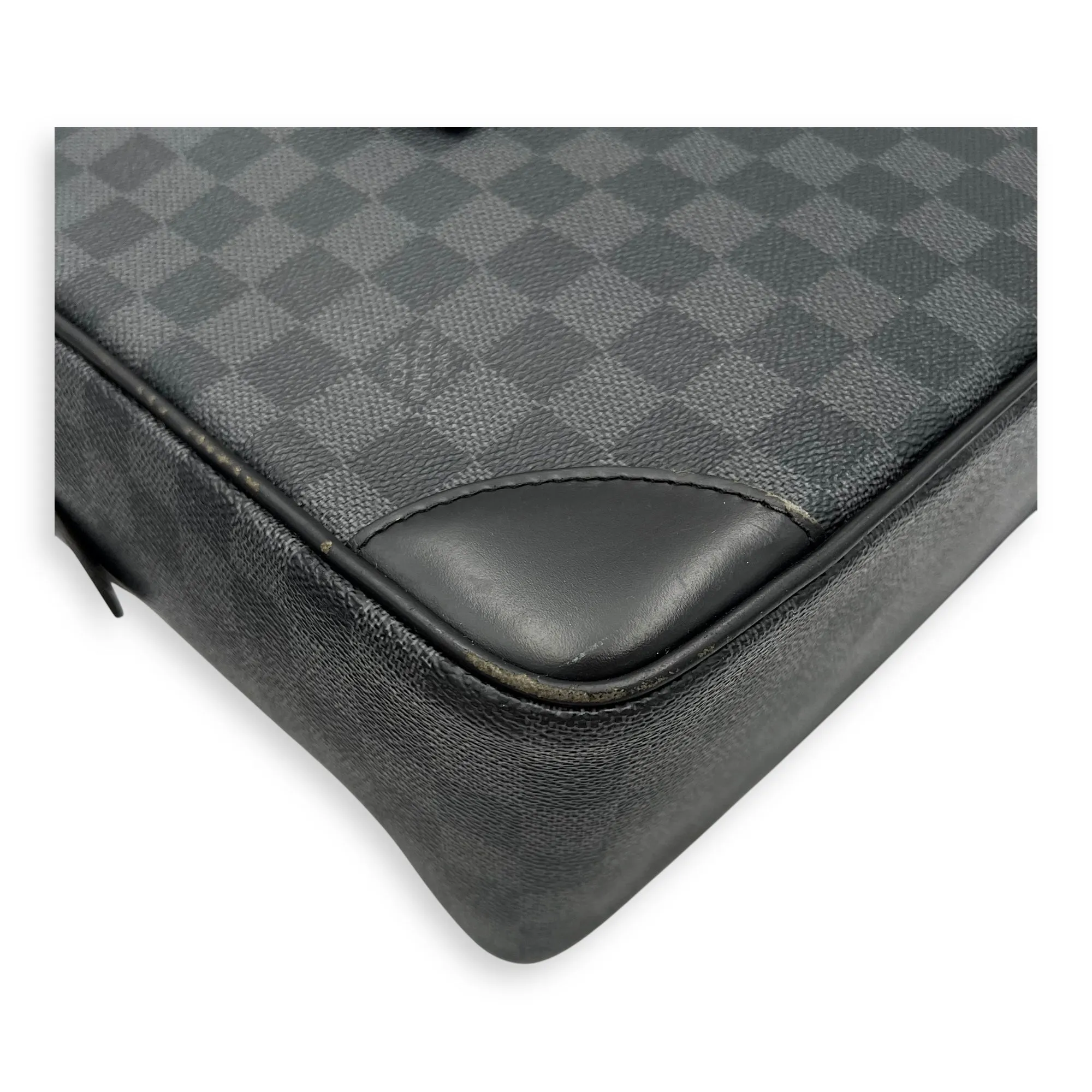 Porte document voyage Messenger Black in Coated Canvas, Silver hardware