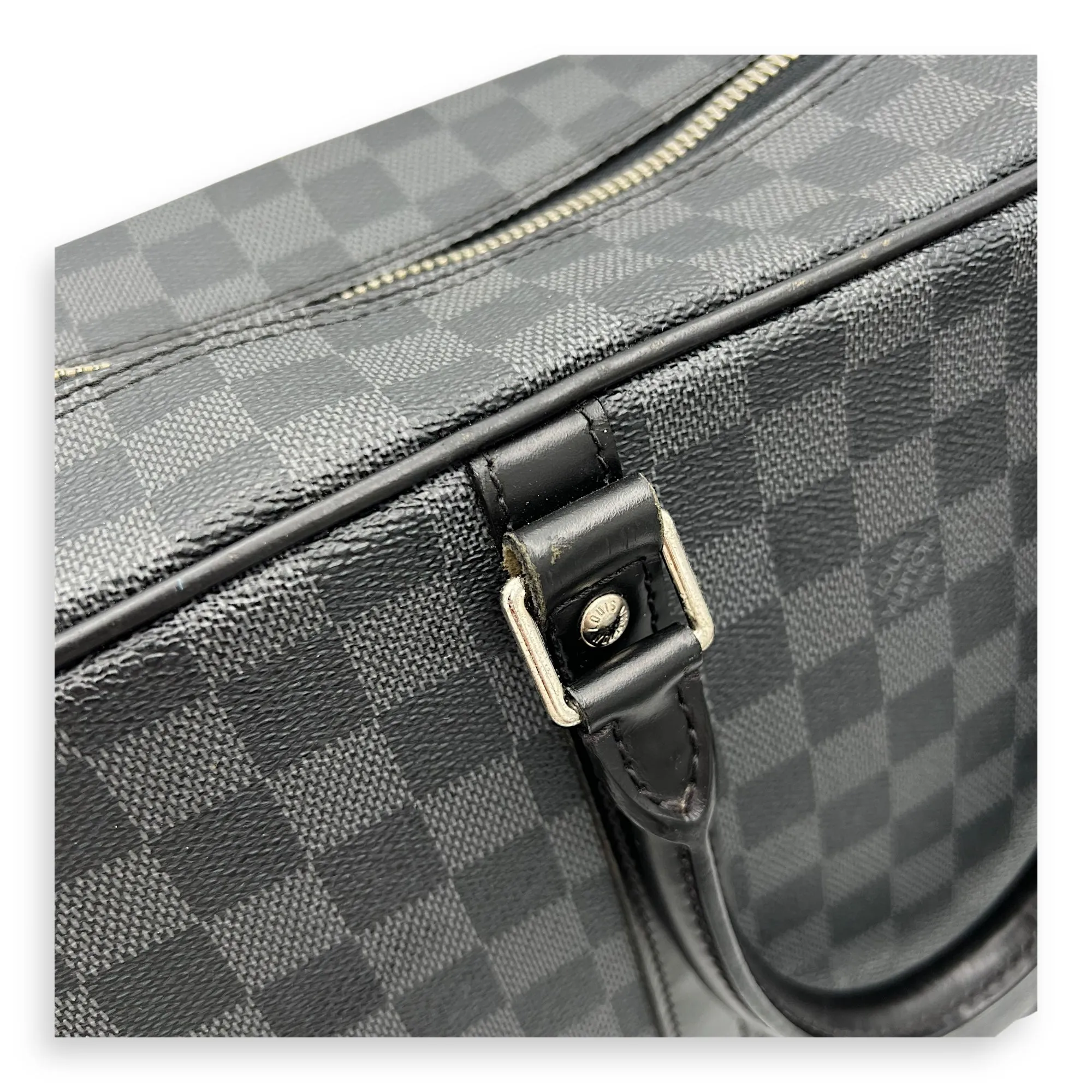 Porte document voyage Messenger Black in Coated Canvas, Silver hardware