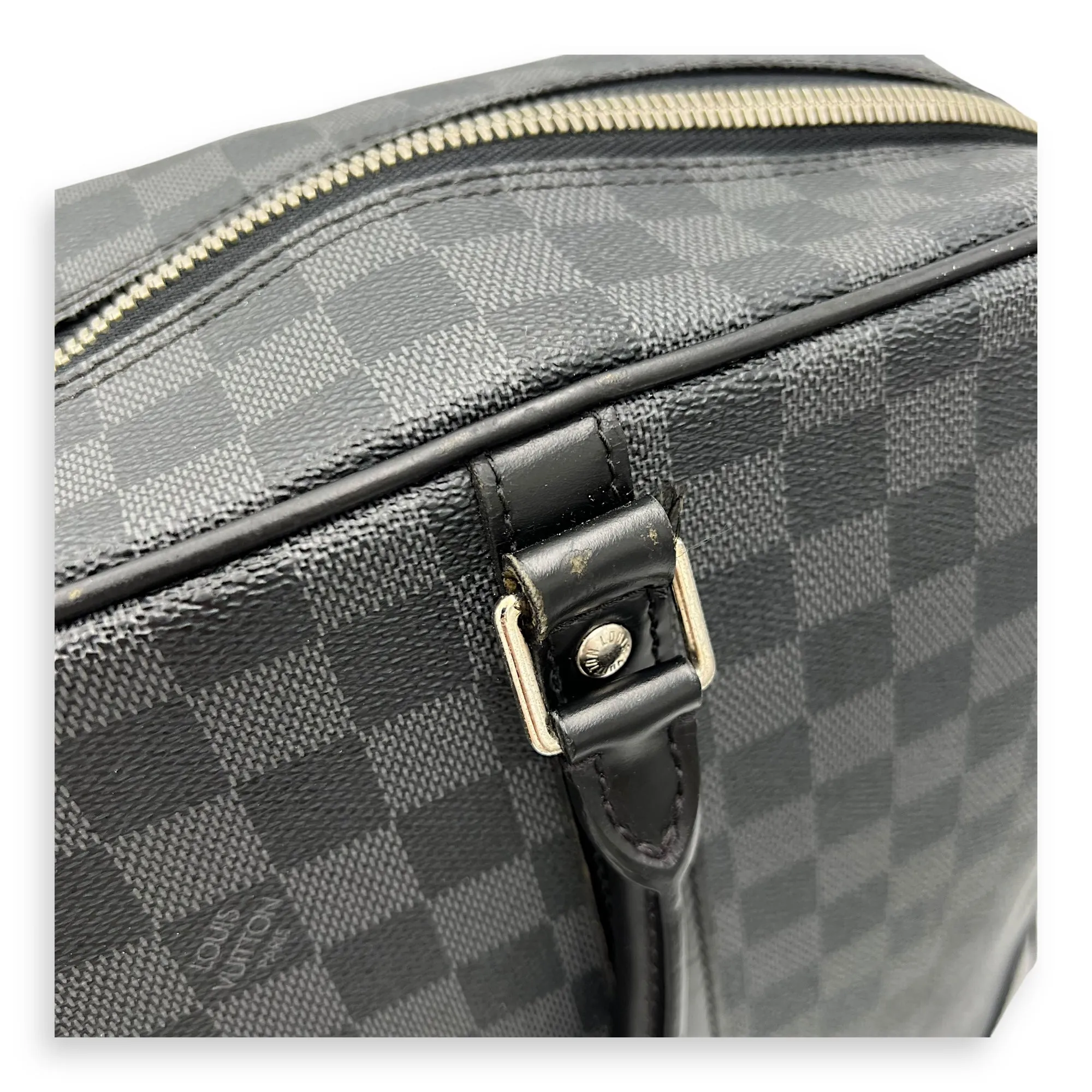Porte document voyage Messenger Black in Coated Canvas, Silver hardware