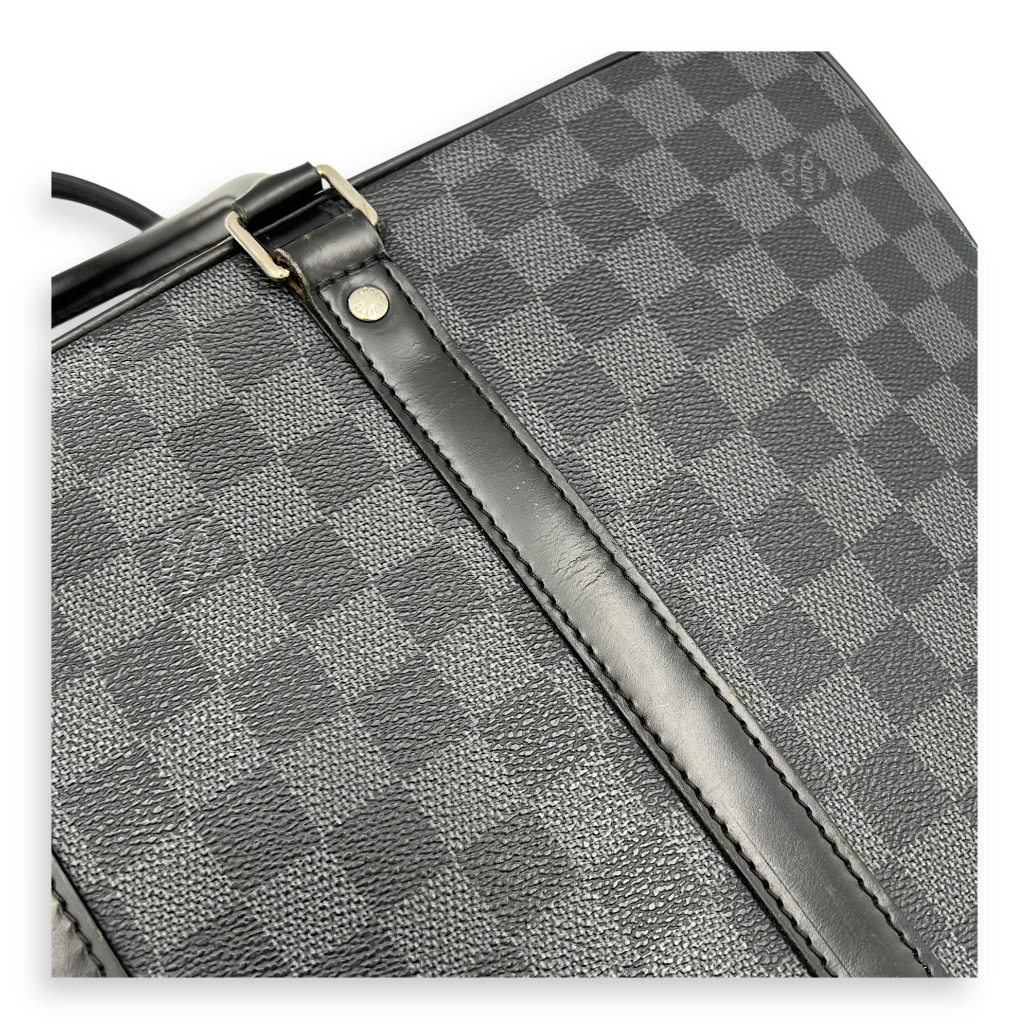 Porte document voyage Messenger Black in Coated Canvas, Silver hardware