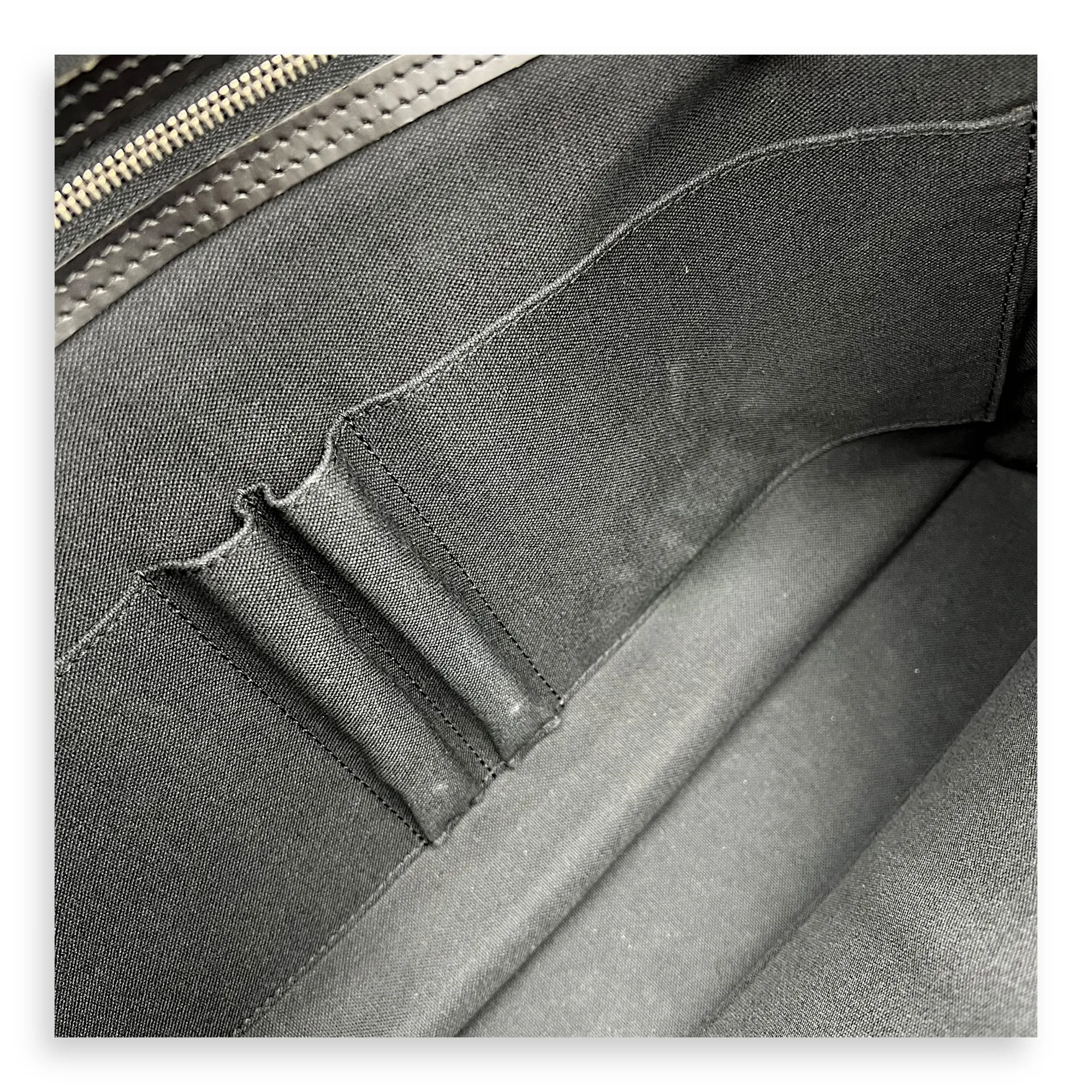 Porte document voyage Messenger Black in Coated Canvas, Silver hardware
