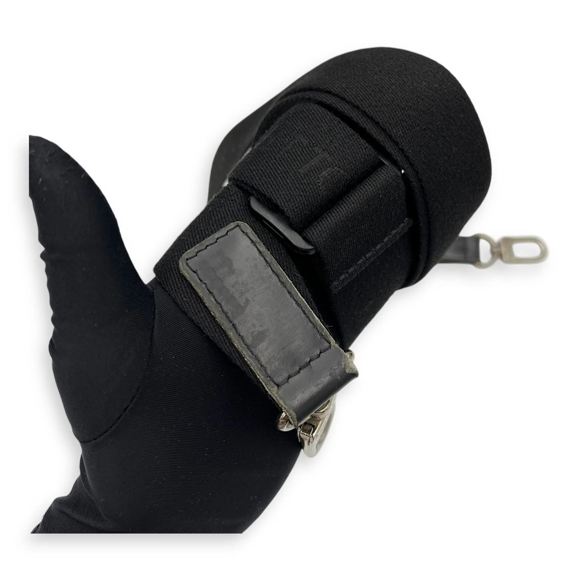 Porte document voyage Messenger Black in Coated Canvas, Silver hardware
