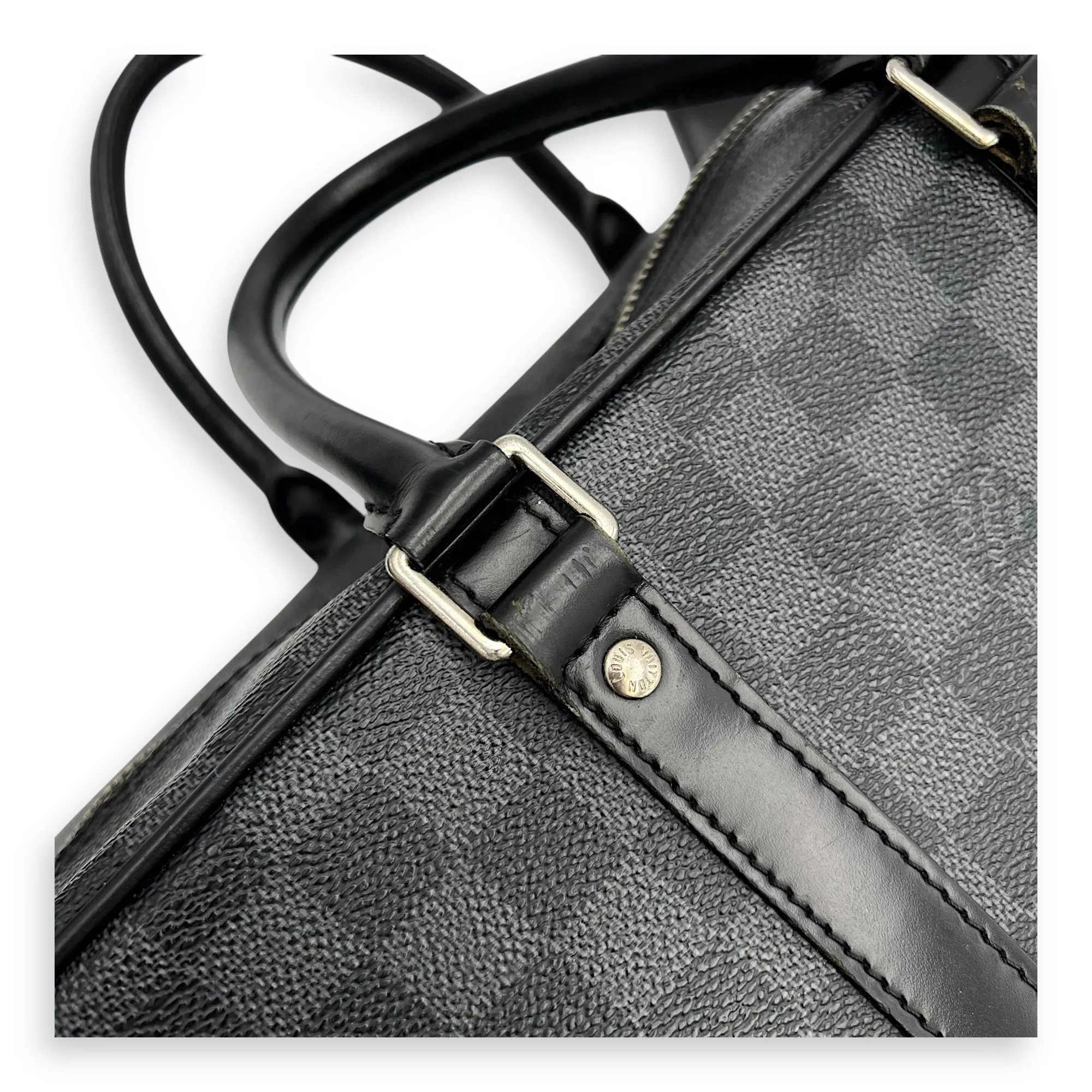 Porte document voyage Messenger Black in Coated Canvas, Silver hardware