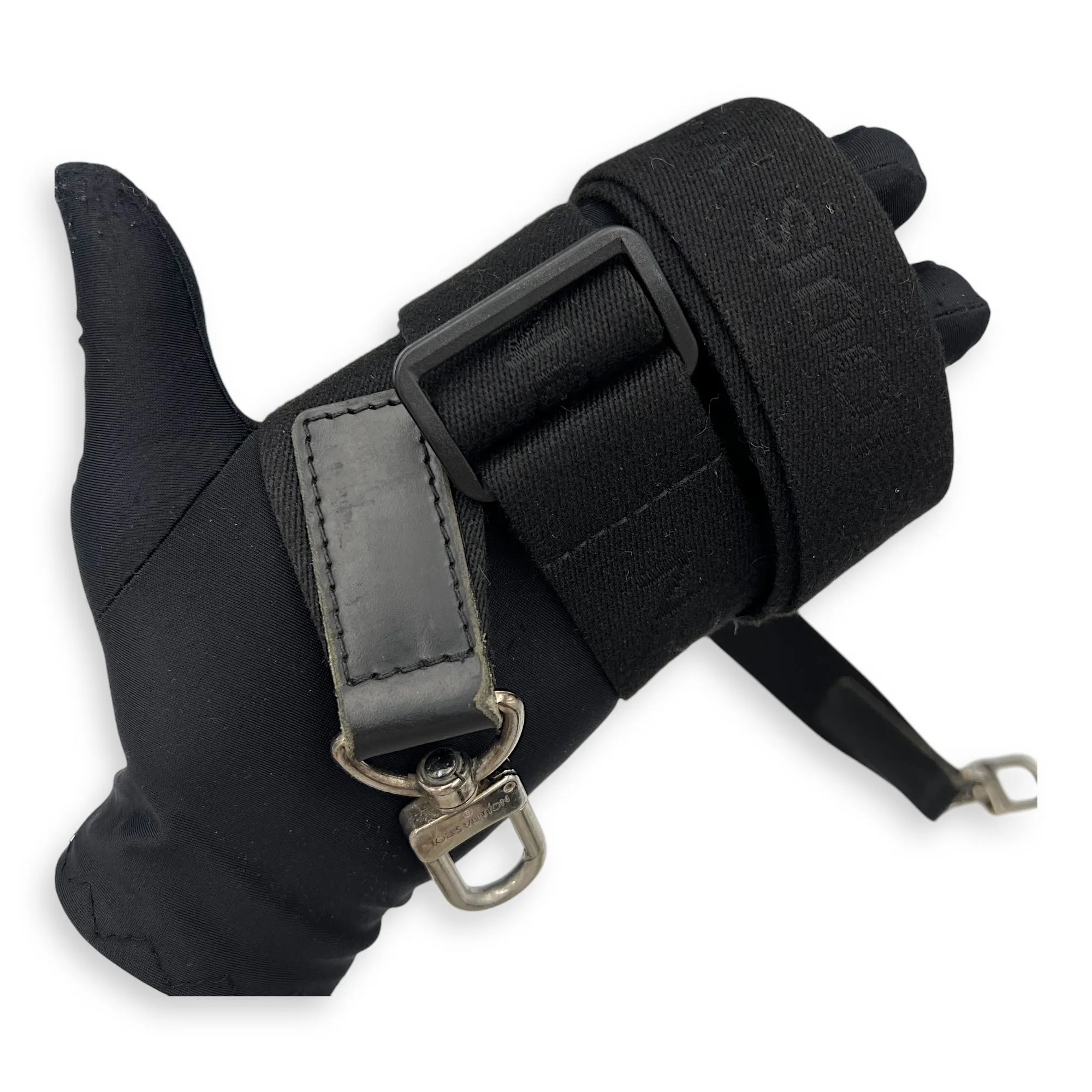Porte document voyage Messenger Black in Coated Canvas, Silver hardware