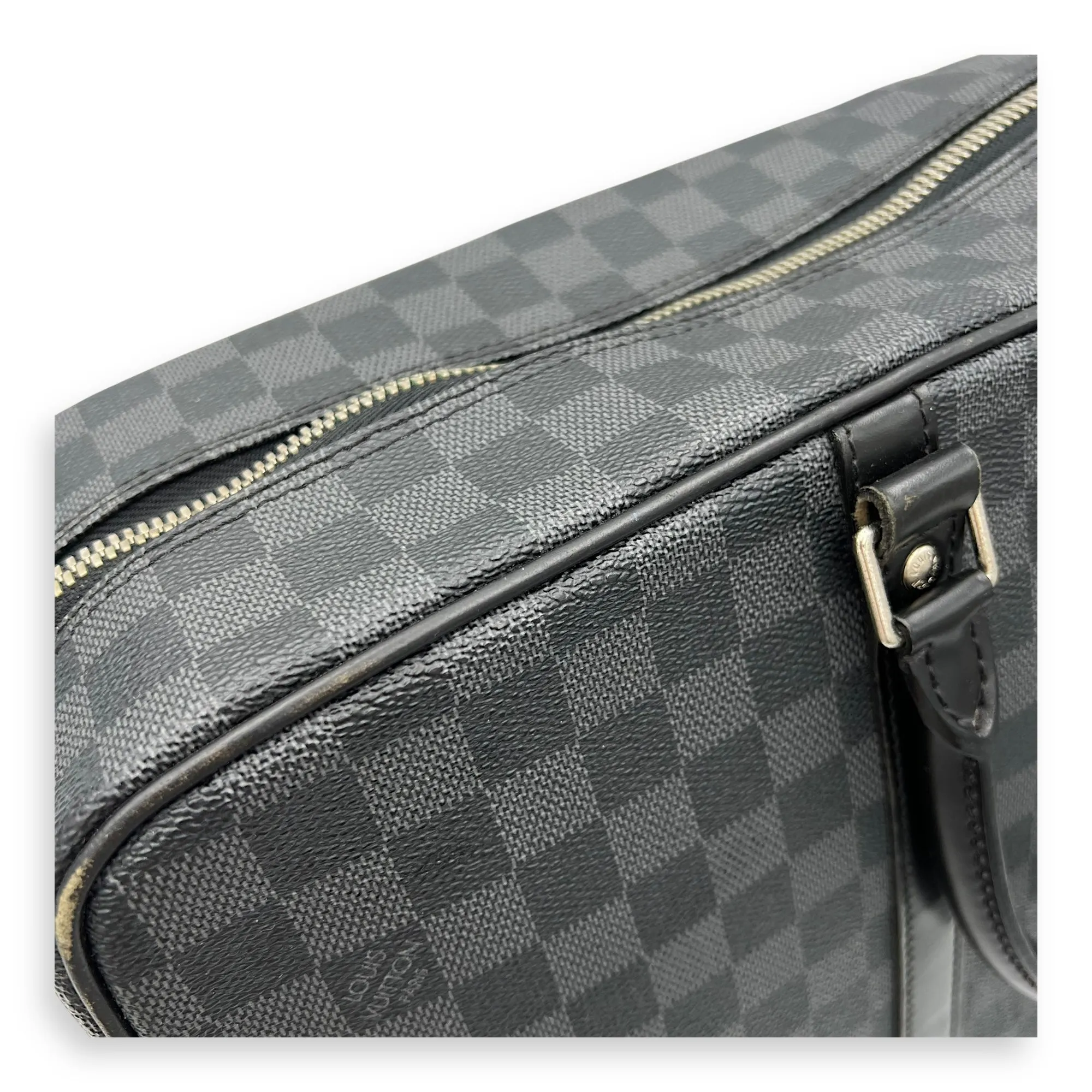 Porte document voyage Messenger Black in Coated Canvas, Silver hardware