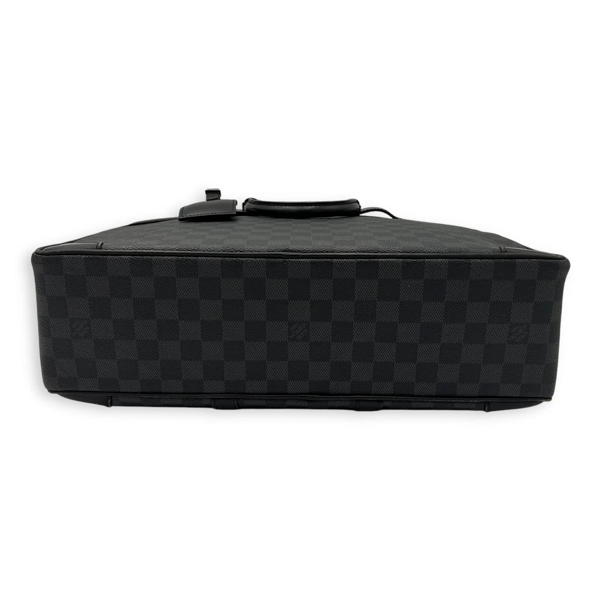 Porte document voyage Messenger Black in Coated Canvas, Silver hardware