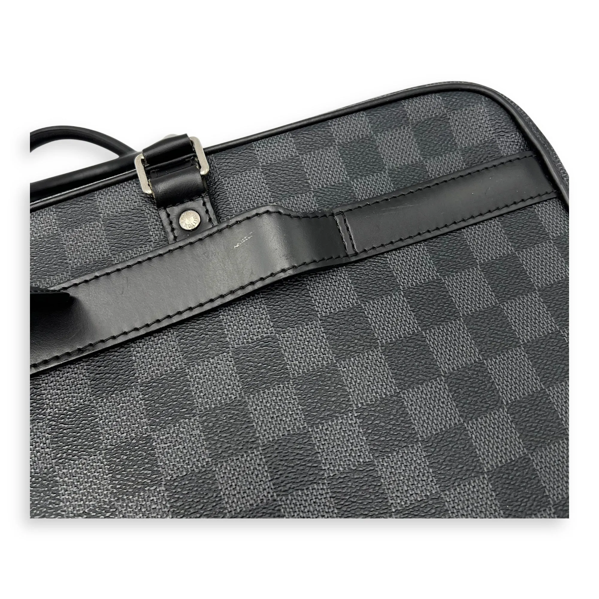 Porte document voyage Messenger Black in Coated Canvas, Silver hardware